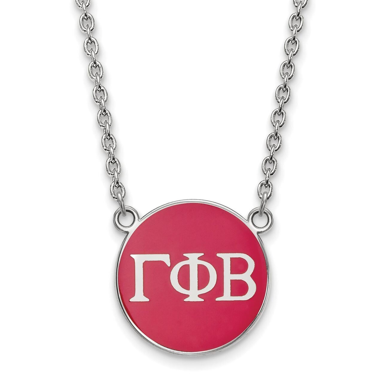 Gamma Phi Beta Small Enameled Pendant with 18 Inch Chain Sterling Silver SS030GPB-18