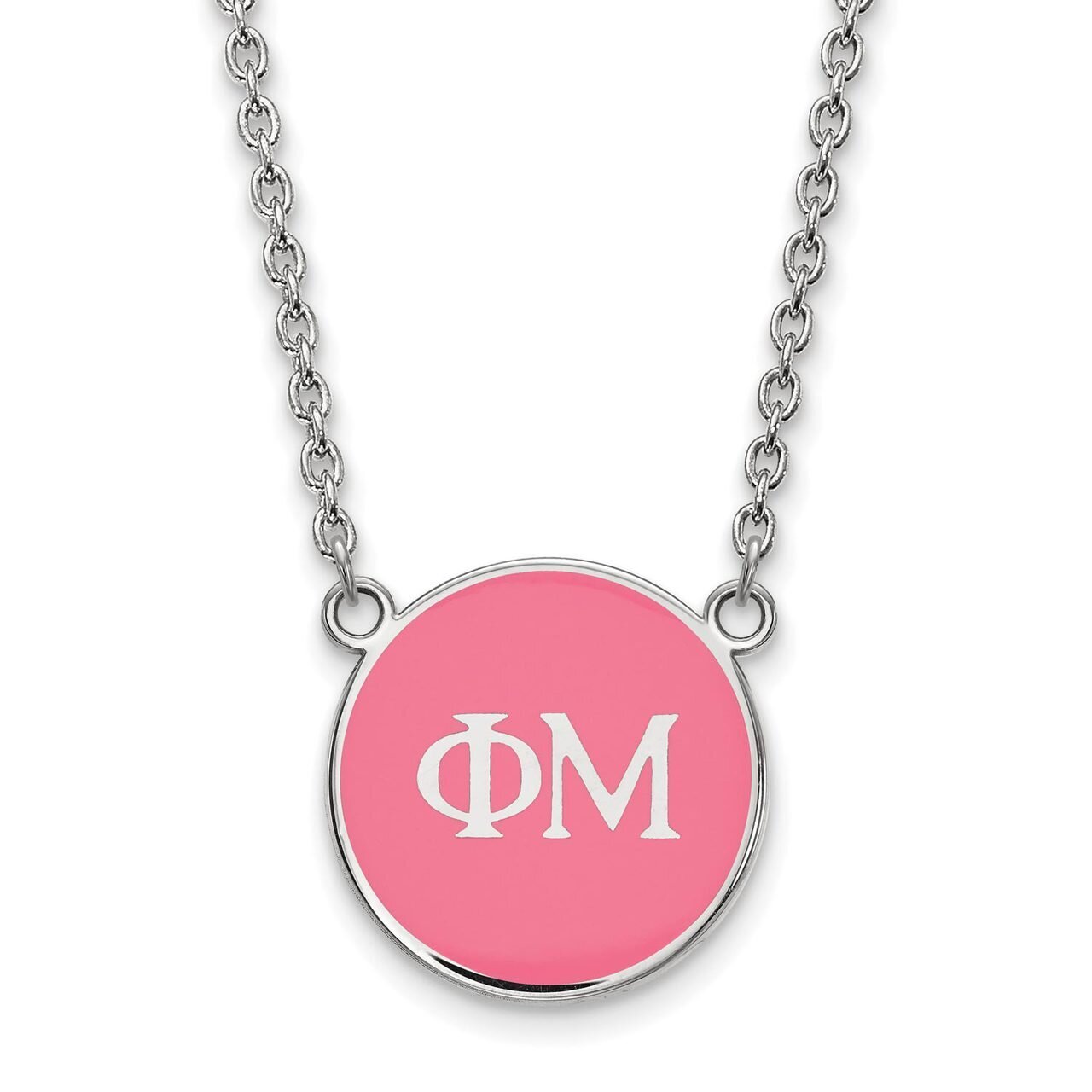 Phi Mu Small Enameled Pendant with 18 Inch Chain Sterling Silver SS030PHM-18