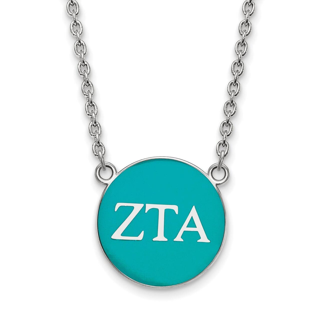 Zeta Tau Alpha Small Enameled Pendant with 18 Inch Chain Sterling Silver SS030ZTA-18