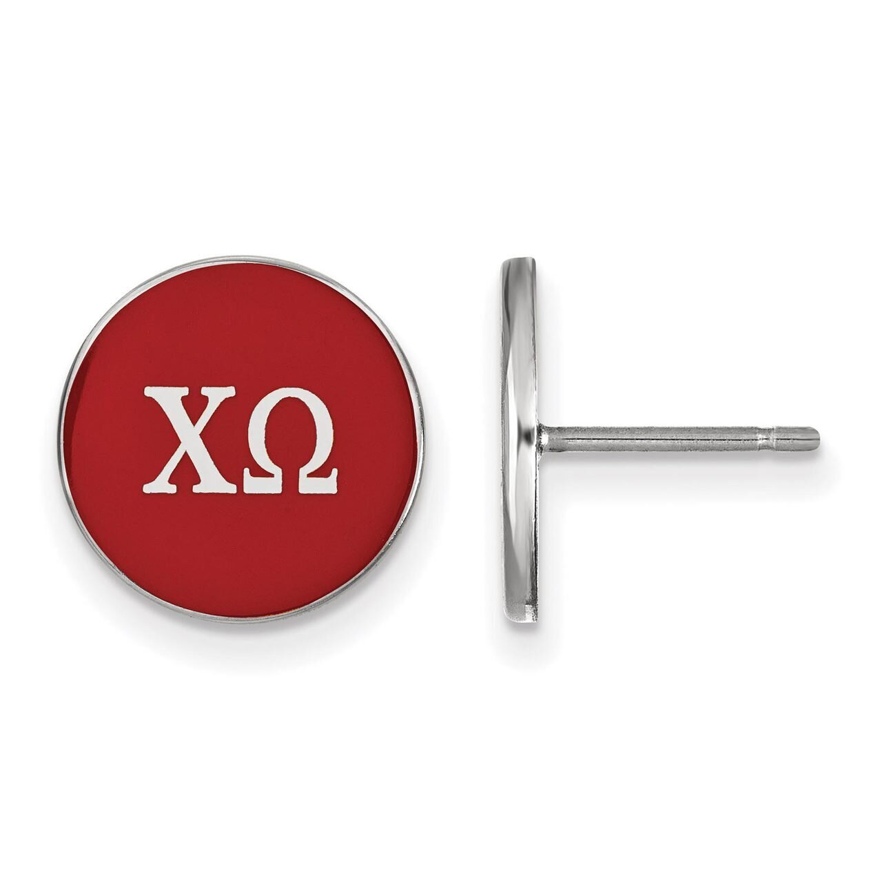 Chi Omega Enameled Post Earrings Sterling Silver SS031CHO, MPN: SS031CHO, 886774606088