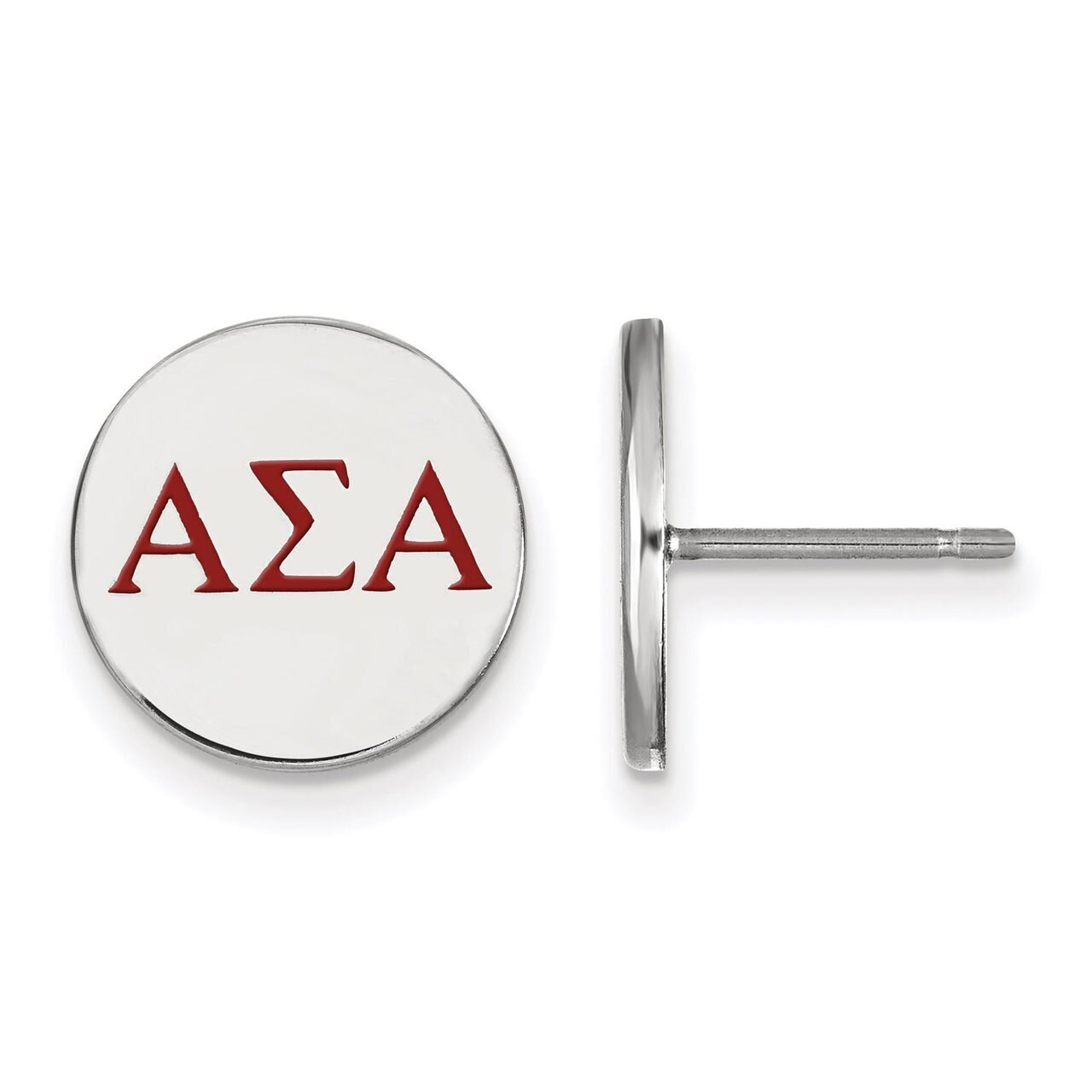 Alpha Sigma Alpha Enameled Post Earrings Sterling Silver SS032ASI
