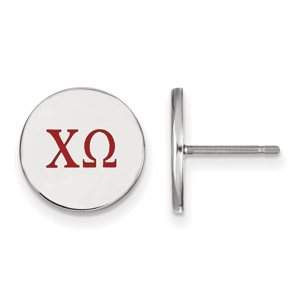 Chi Omega Enameled Post Earrings Sterling Silver SS032CHO, MPN: SS032CHO, 886774606347