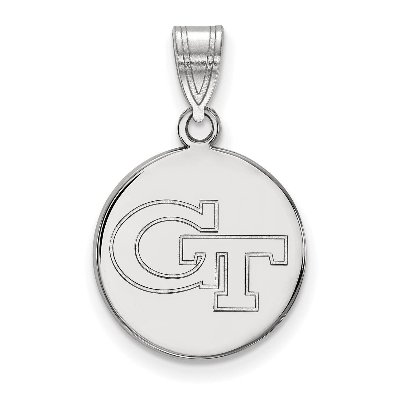 Georgia Institute of Technology Medium Disc Pendant Sterling Silver SS033GT