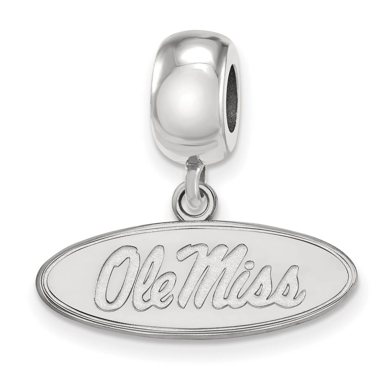 University of Missisippi Bead Charm Small Dangle Sterling Silver SS036UMS