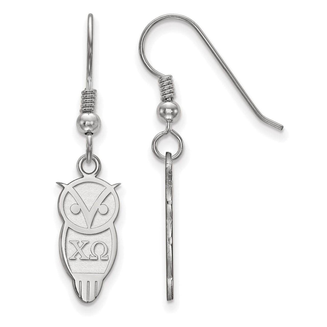 Chi Omega Small Dangle Earrings Sterling Silver SS037CHO