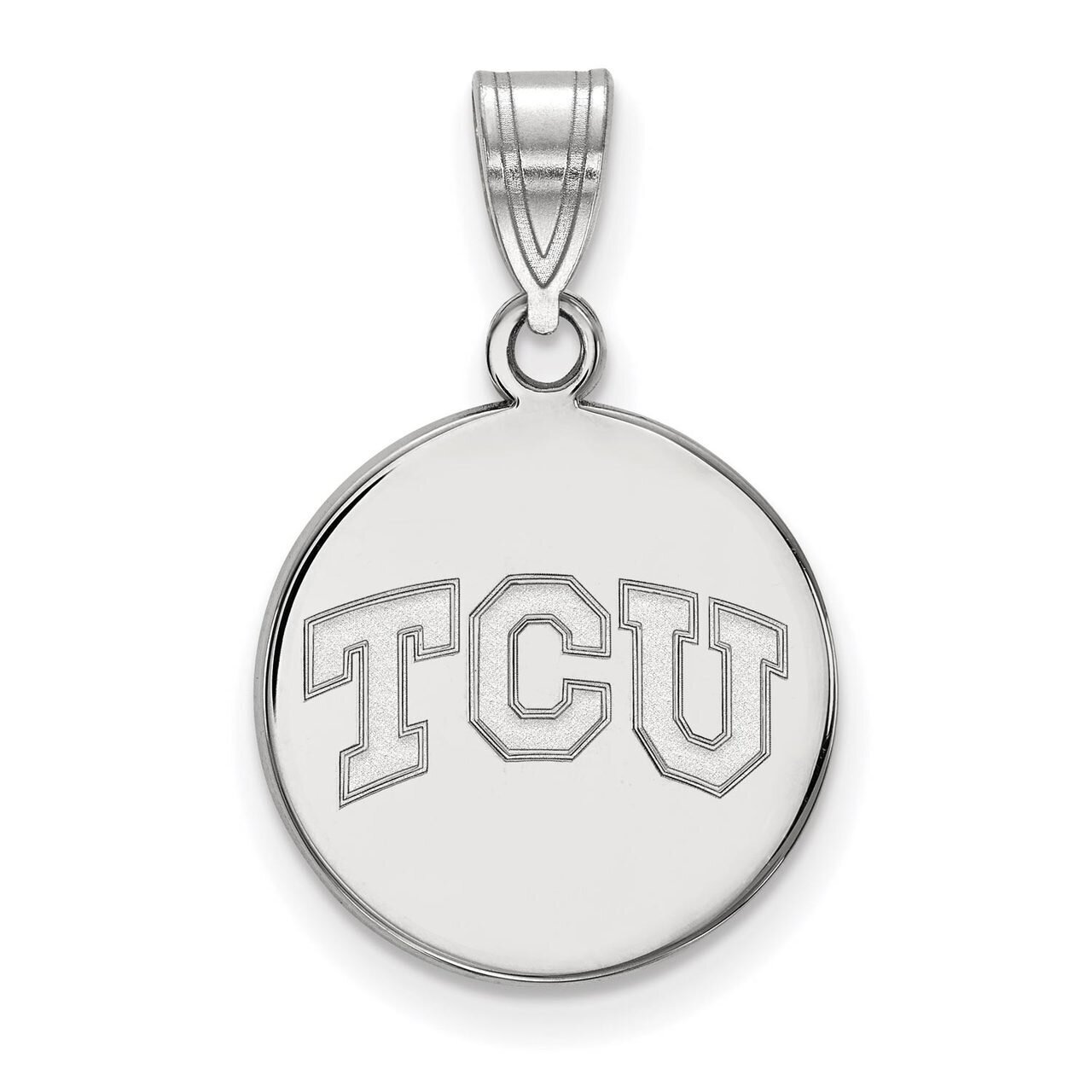 Texas Christian University Medium Disc Pendant Sterling Silver SS037TCU
