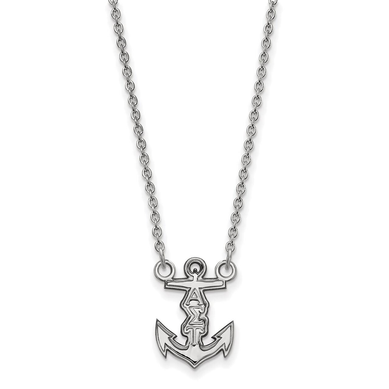 Alpha Sigma Tau Extra Small Pendant with 18 Inch Chain Sterling Silver SS039ALS-18
