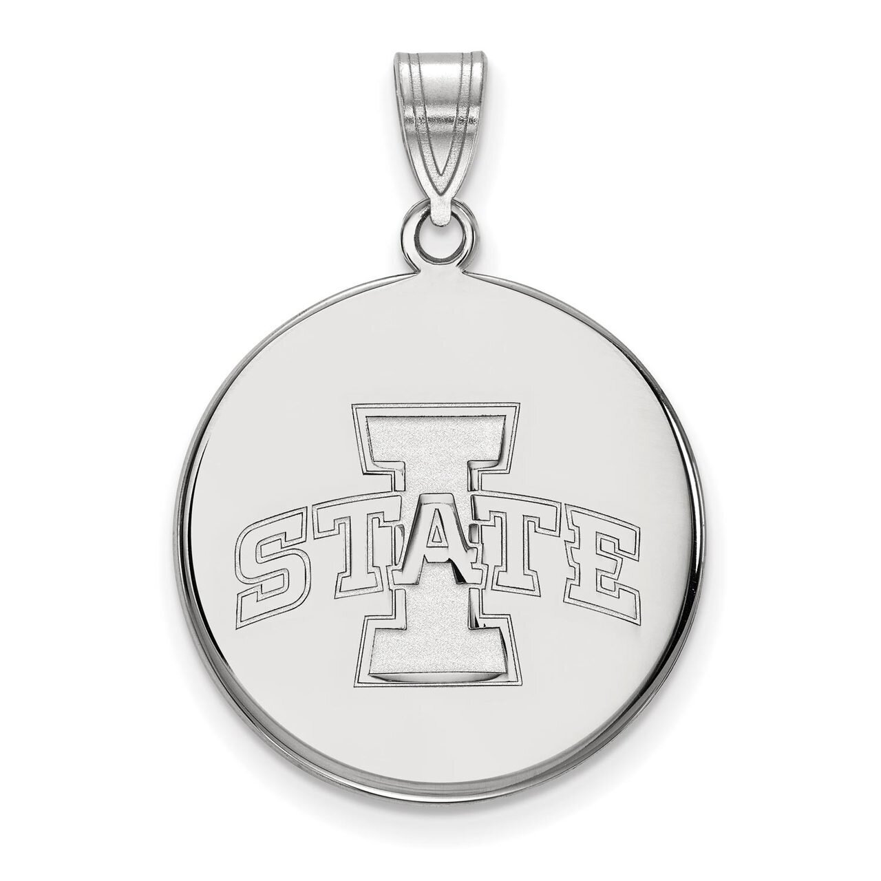 Iowa State University Large Disc Pendant Sterling Silver SS041IAS