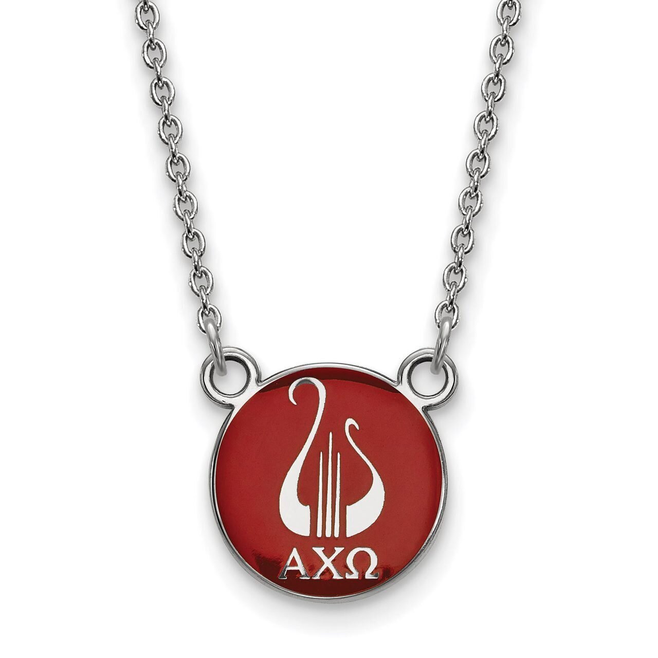 Alpha Chi Omega Extra Small Enameled Pendant with 18 Inch Chain Sterling Silver SS042ACO-18