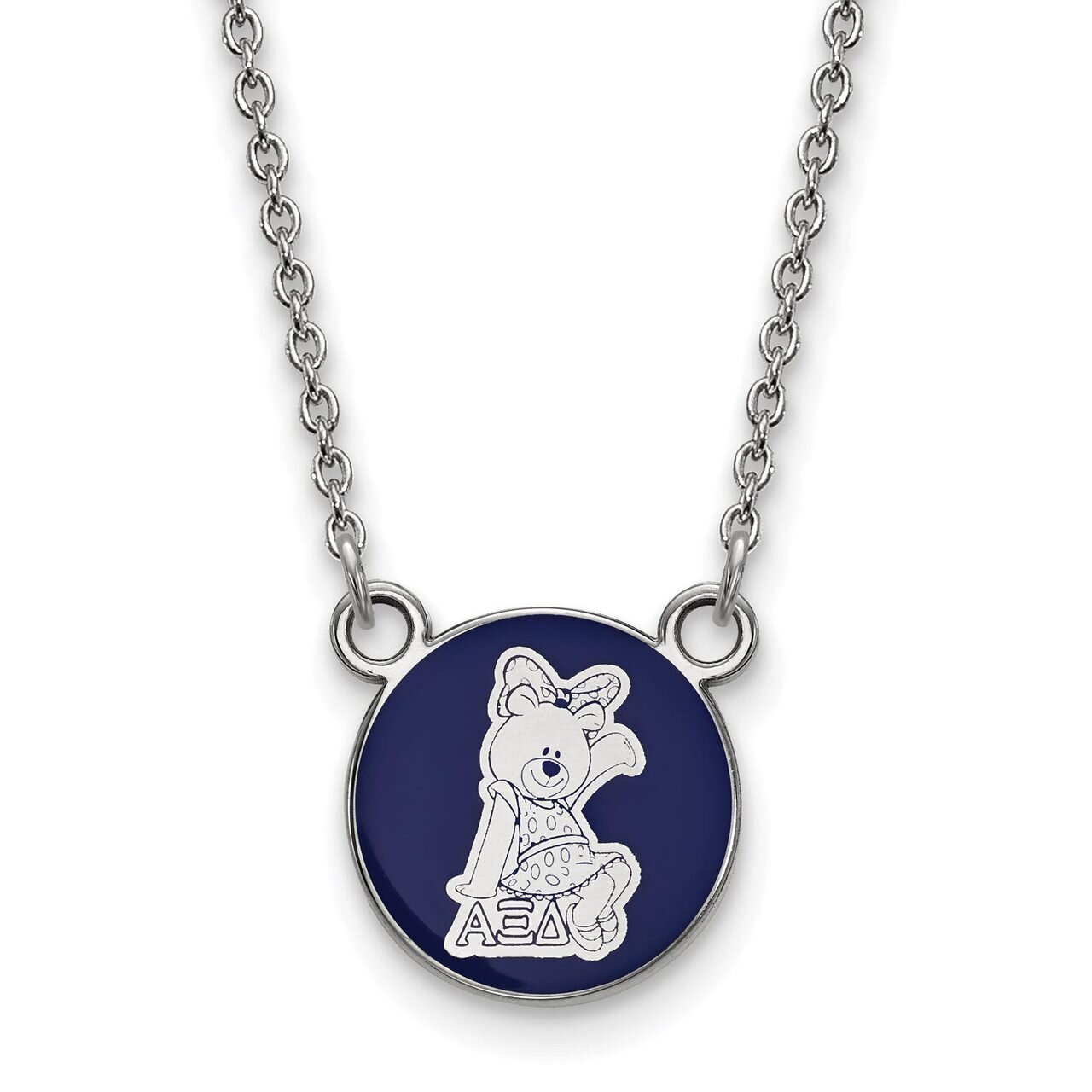Alpha Xi Delta Extra Small Enameled Pendant with 18 Inch Chain Sterling Silver SS042AXD-18