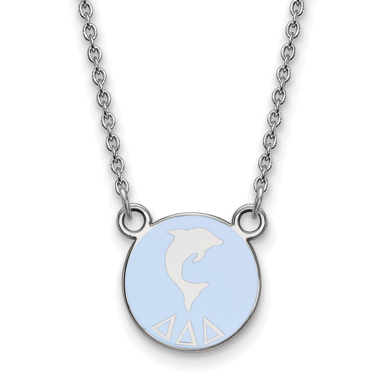 Delta Delta Delta Extra Small Enameled Pendant with 18 Inch Chain Sterling Silver SS042DDD-18
