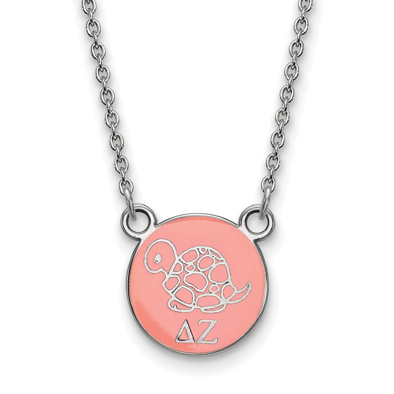Delta Zeta Extra Small Enameled Pendant with 18 Inch Chain Sterling Silver SS042DZ-18