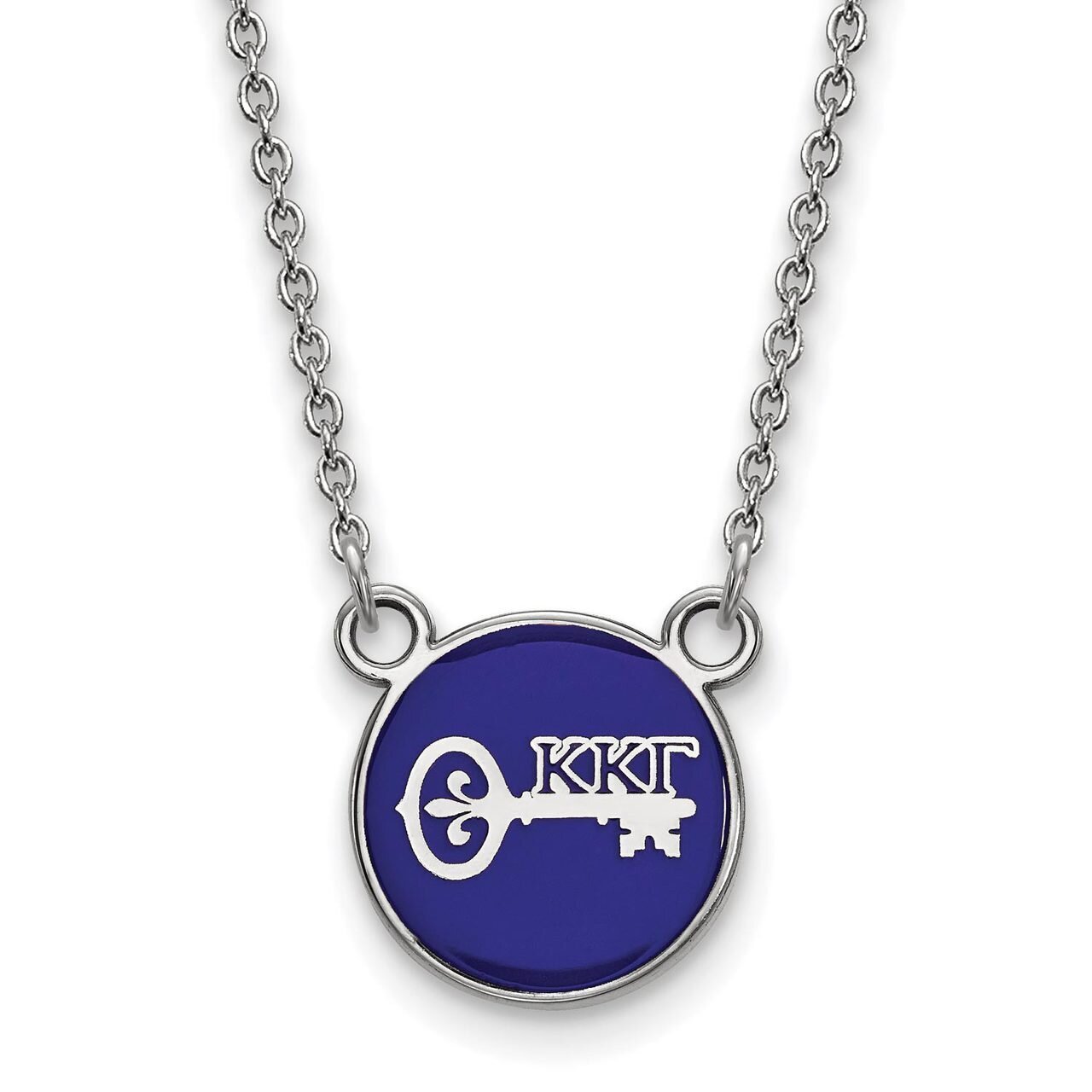 Kappa Kappa Gamma Extra Small Enameled Pendant with 18 Inch Chain Sterling Silver SS042KKG-18
