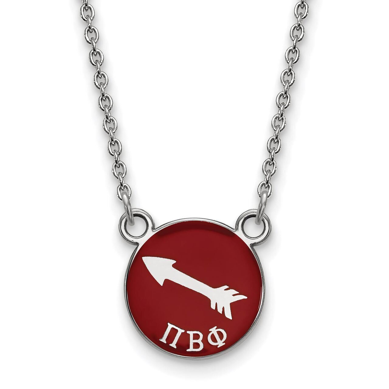 Pi Beta Phi Extra Small Enameled Pendant with 18 Inch Chain Sterling Silver SS042PBP-18