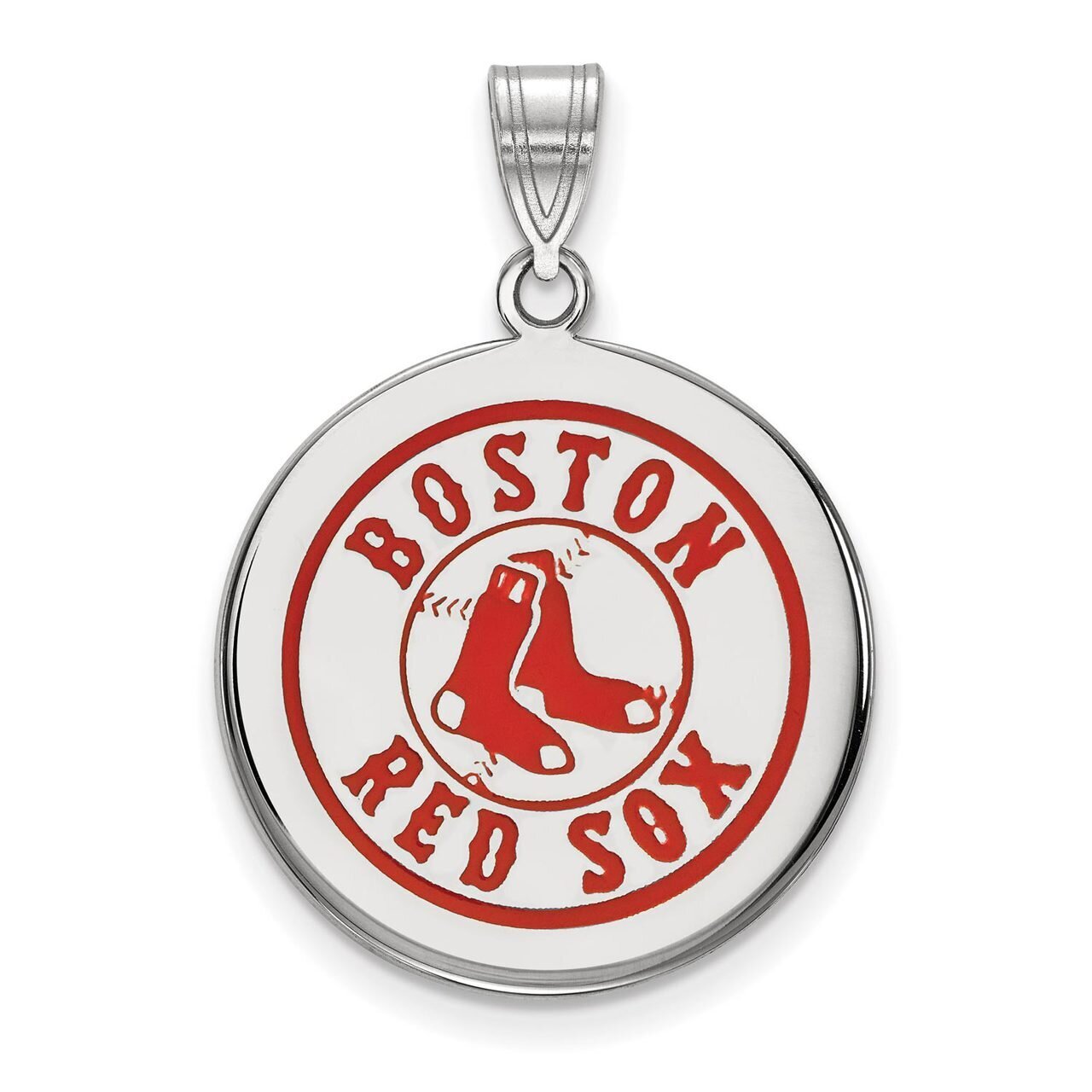 Boston Red Sox Large Enamel Disc Pendant Sterling Silver SS042RSO, MPN: SS042RSO, 886774630755