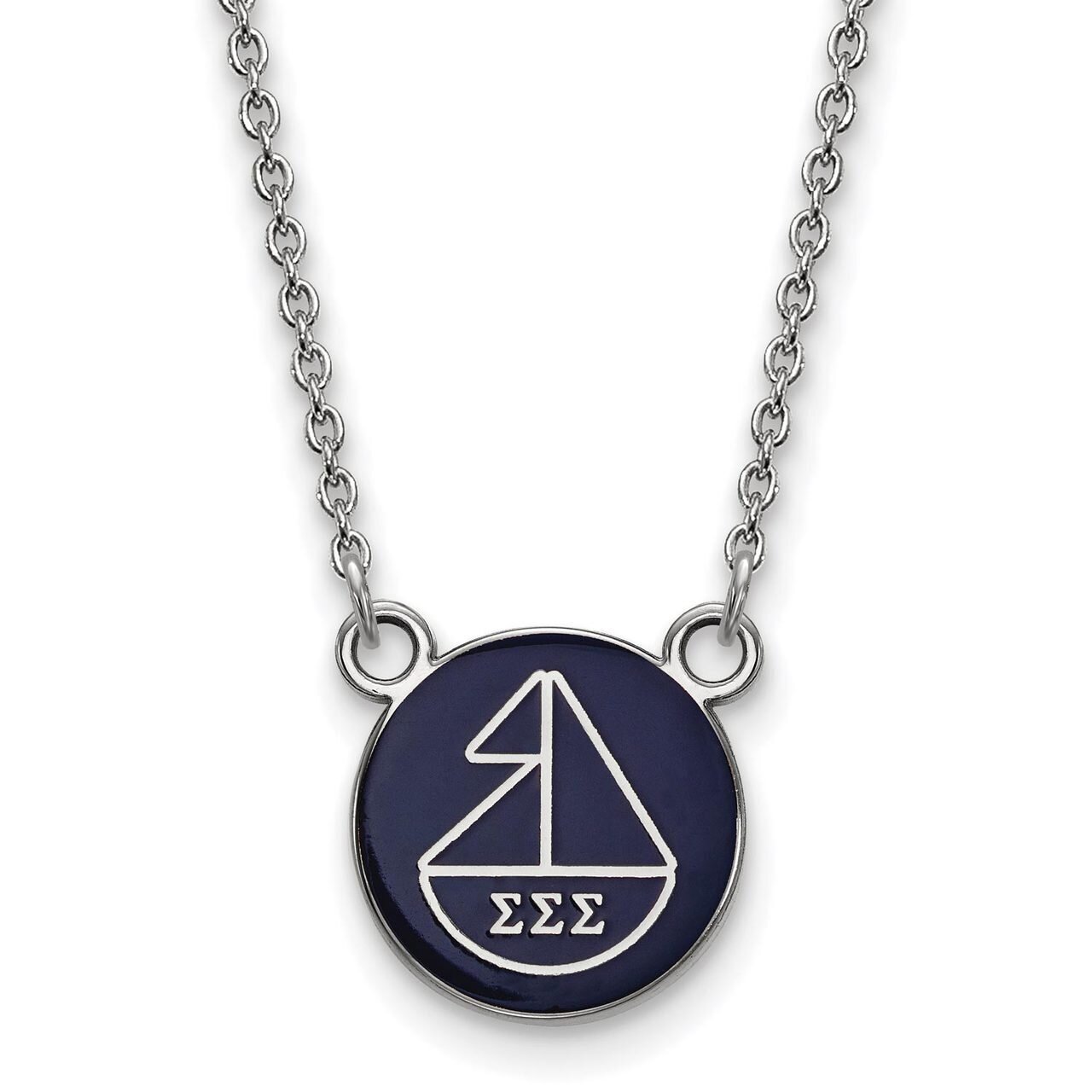 Sigma Sigma Sigma Extra Small Enameled Pendant with 18 Inch Chain Sterling Silver SS042SSS-18, MPN:…