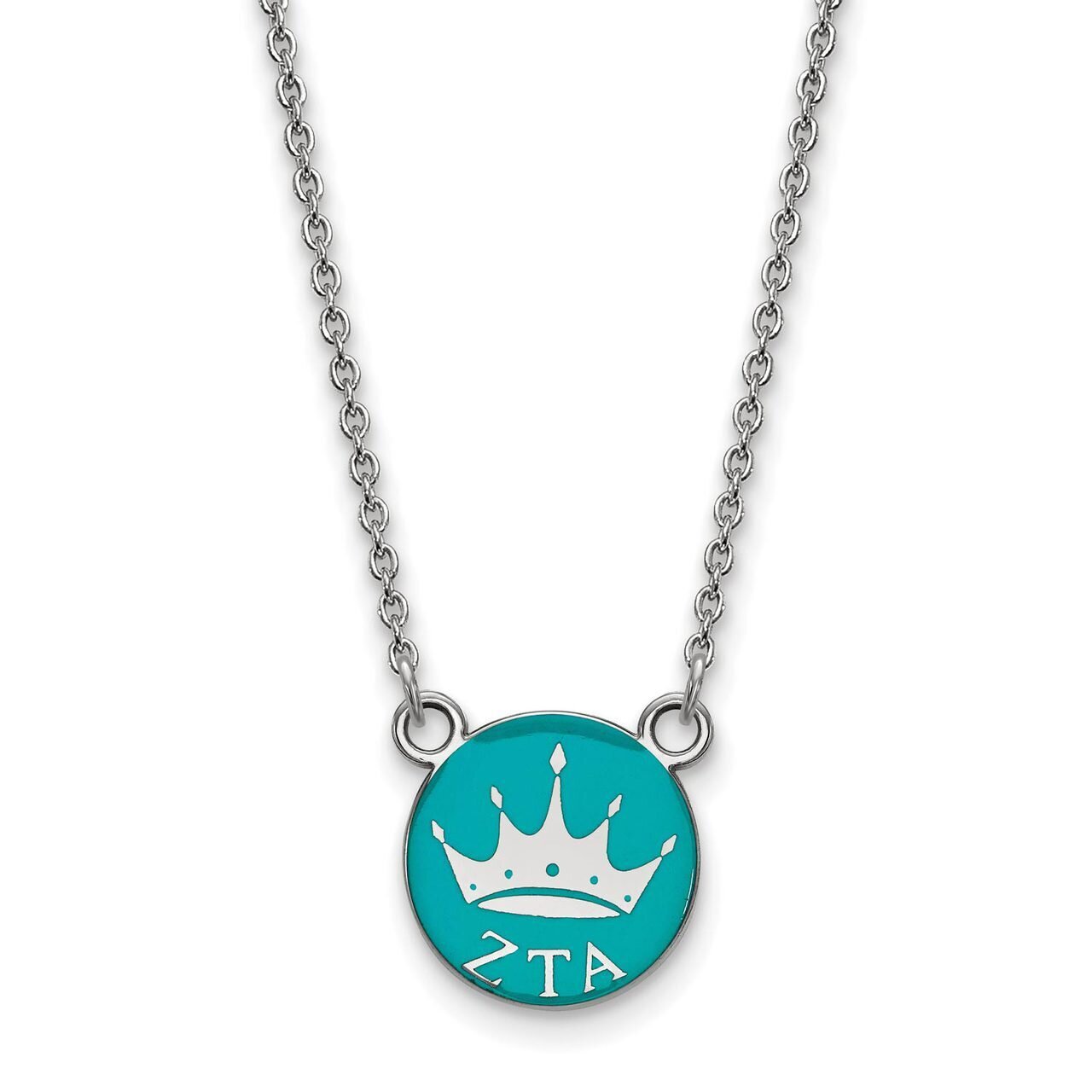Zeta Tau Alpha Extra Small Enameled Pendant with 18 Inch Chain Sterling Silver SS042ZTA-18