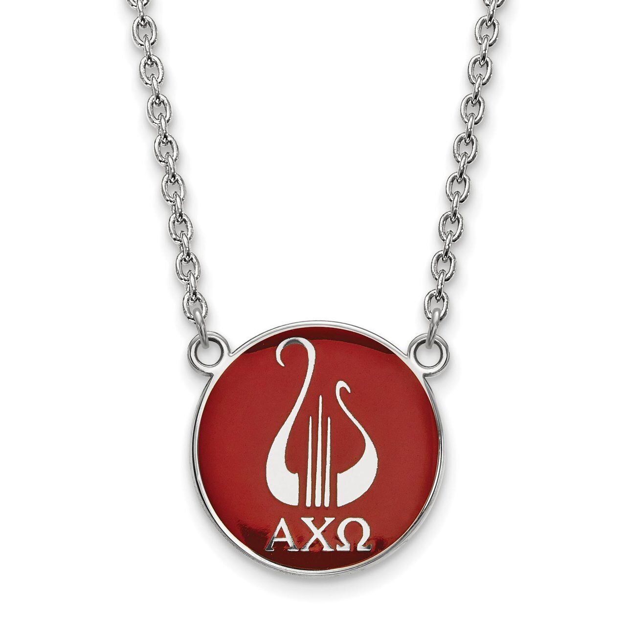 Alpha Chi Omega Small Enameled Pendant with 18 Inch Chain Sterling Silver SS043ACO-18