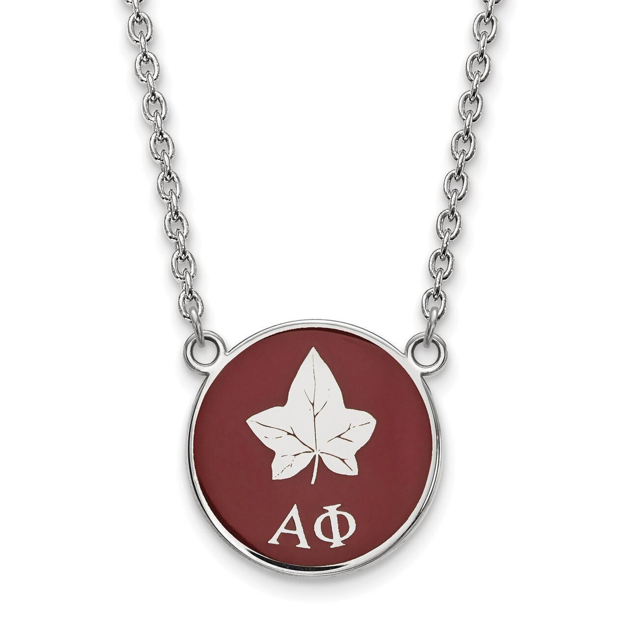Alpha Phi Small Enameled Pendant with 18 Inch Chain Sterling Silver SS043APH-18