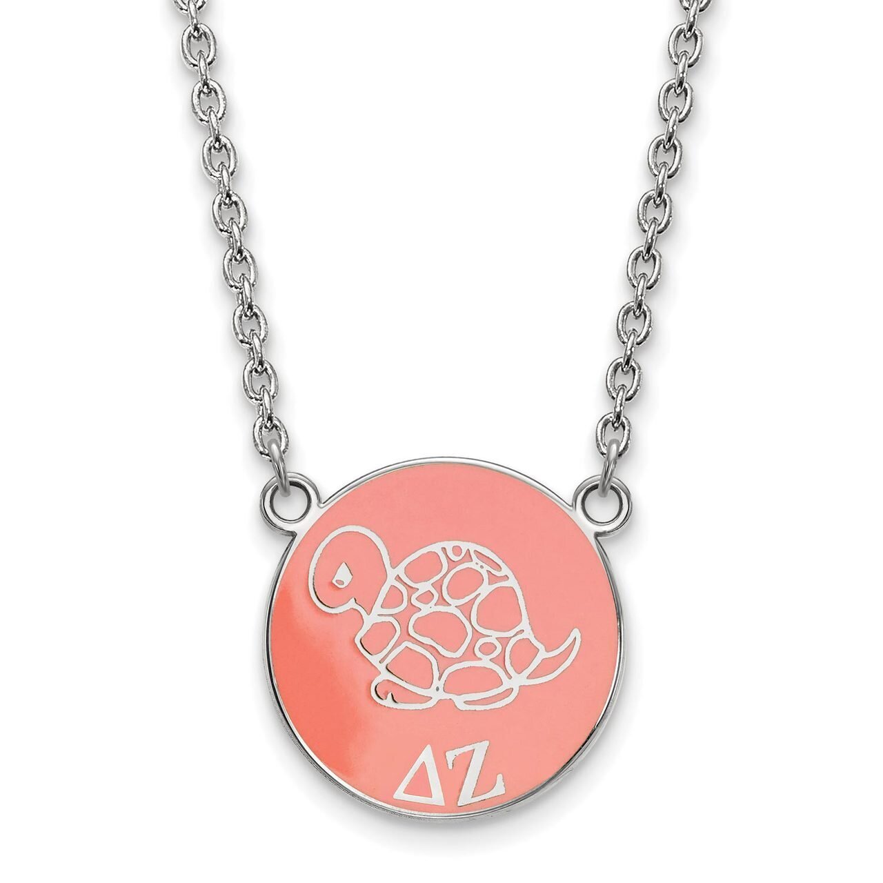 Delta Zeta Small Enameled Pendant with 18 Inch Chain Sterling Silver SS043DZ-18