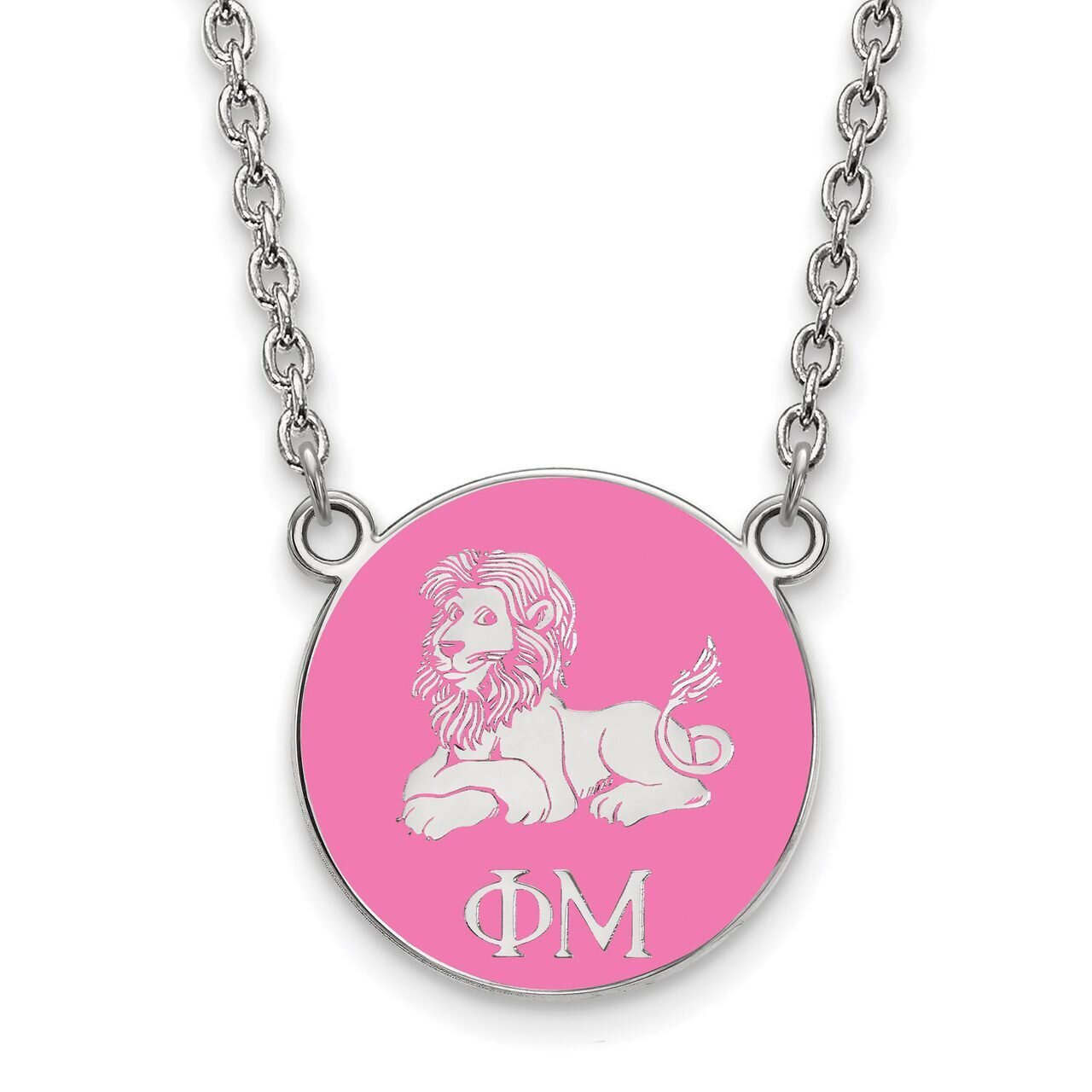 Phi Mu Small Enameled Pendant with 18 Inch Chain Sterling Silver SS043PHM-18