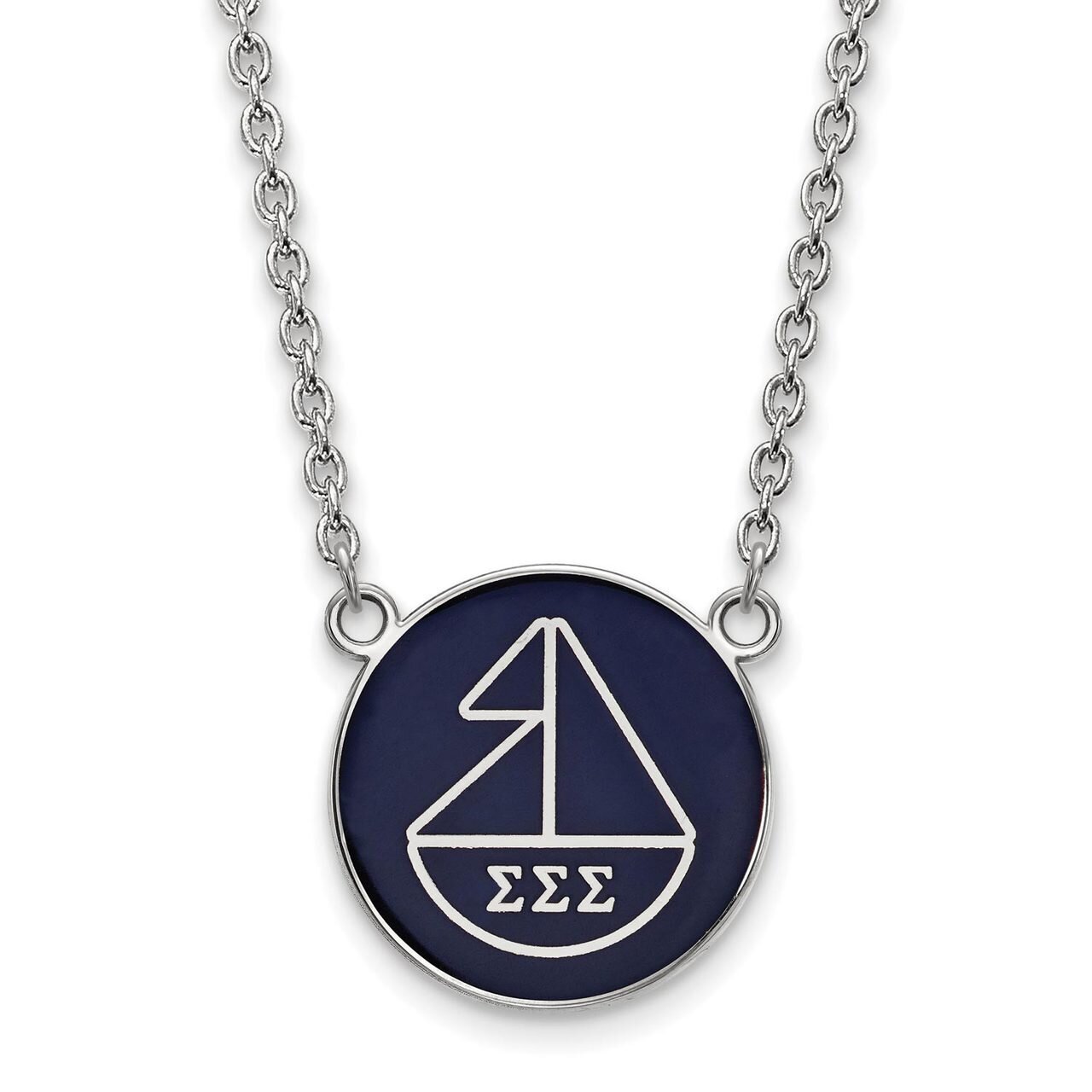 Sigma Sigma Sigma Small Enameled Pendant with 18 Inch Chain Sterling Silver SS043SSS-18, MPN: SS043…