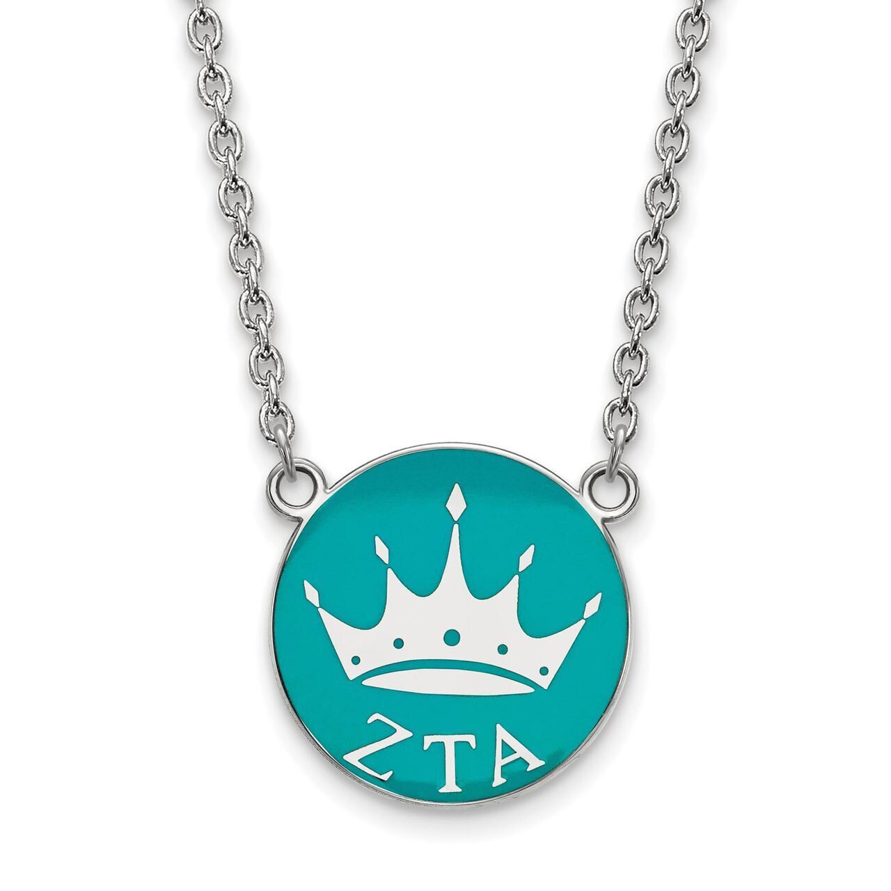 Zeta Tau Alpha Small Enameled Pendant with 18 Inch Chain Sterling Silver SS043ZTA-18, MPN: SS043ZTA…