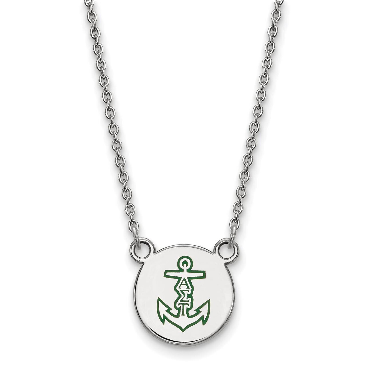 Alpha Sigma Tau Extra Small Enameled Pendant with 18 Inch Chain Sterling Silver SS044ALS-18, MPN: S…