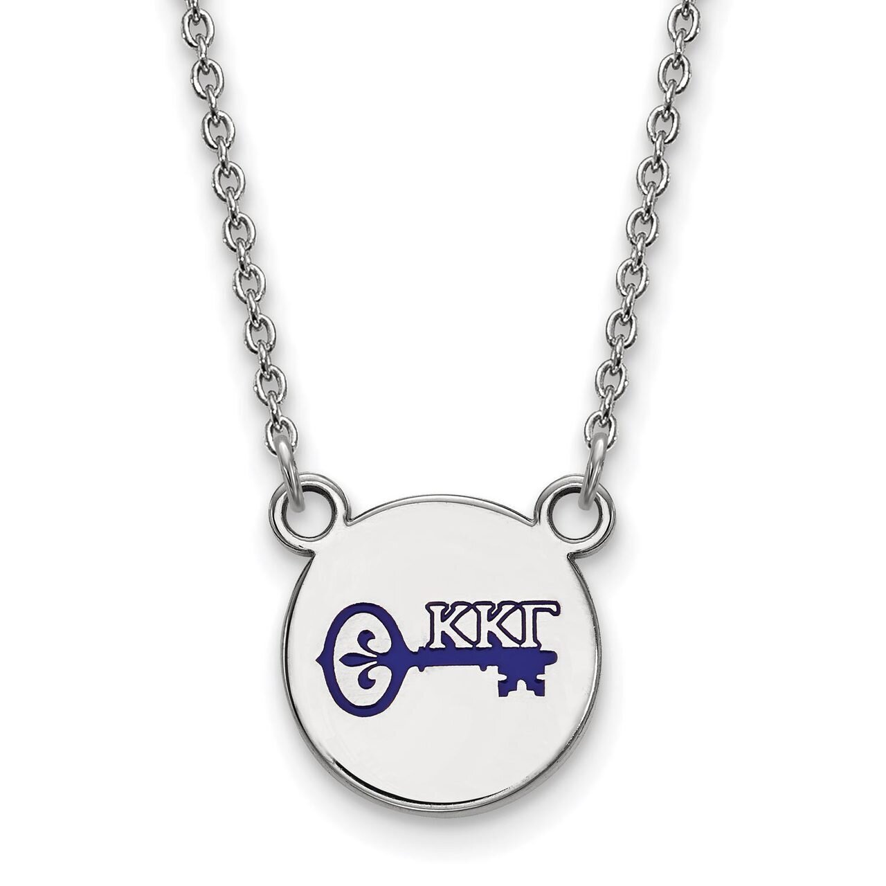 Kappa Kappa Gamma Extra Small Enameled Pendant with 18 Inch Chain Sterling Silver SS044KKG-18