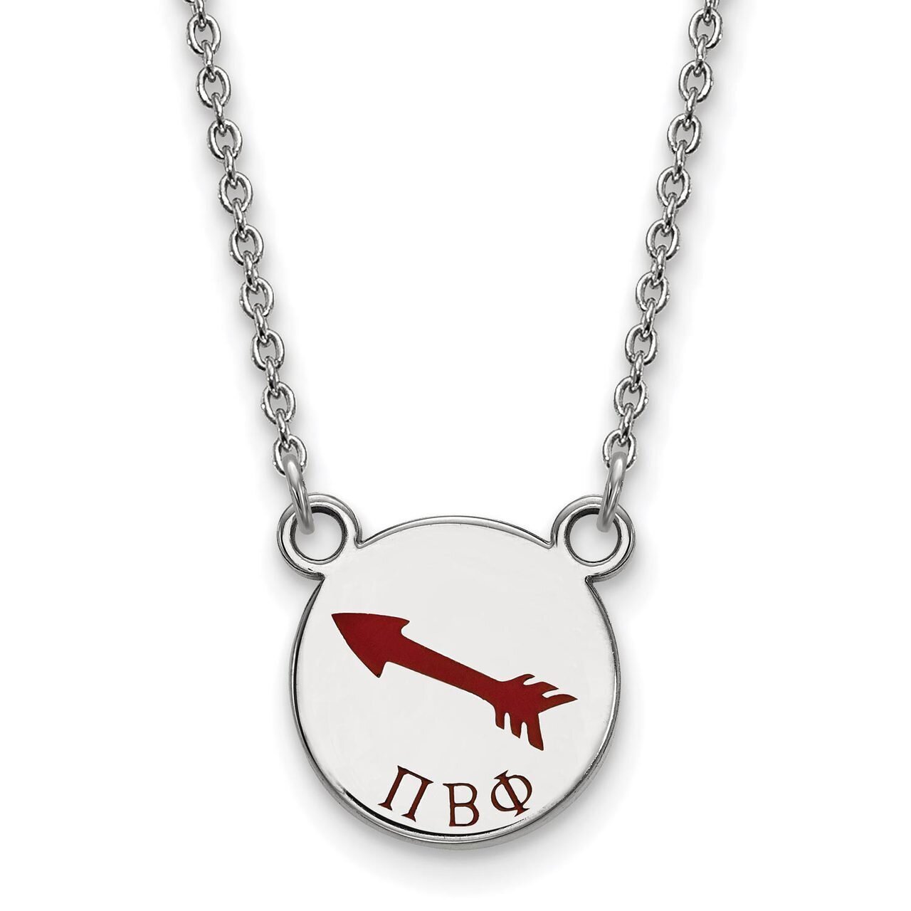 Pi Beta Phi Extra Small Enameled Pendant with 18 Inch Chain Sterling Silver SS044PBP-18