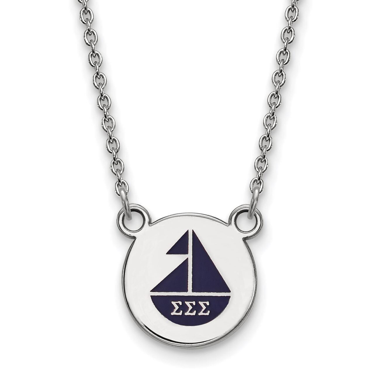 Sigma Sigma Sigma Extra Small Enameled Pendant with 18 Inch Chain Sterling Silver SS044SSS-18