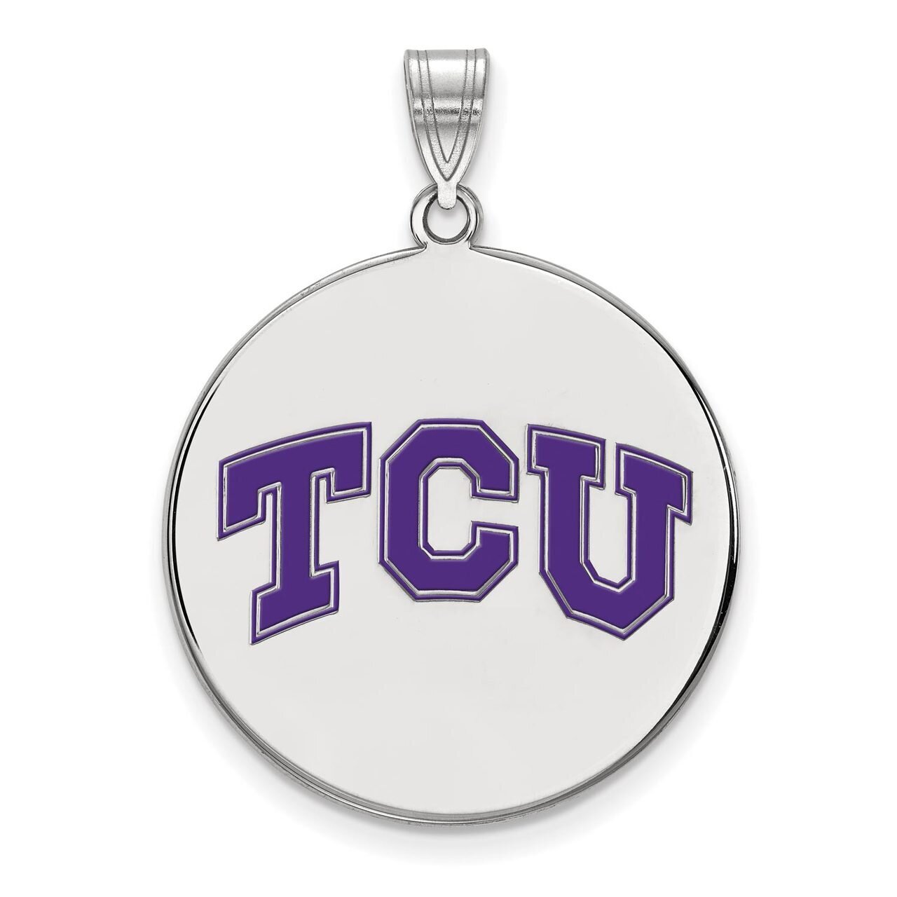 Texas Christian University Extra Large Enamel Disc Pendant Sterling Silver SS044TCU, MPN: SS044TCU,…
