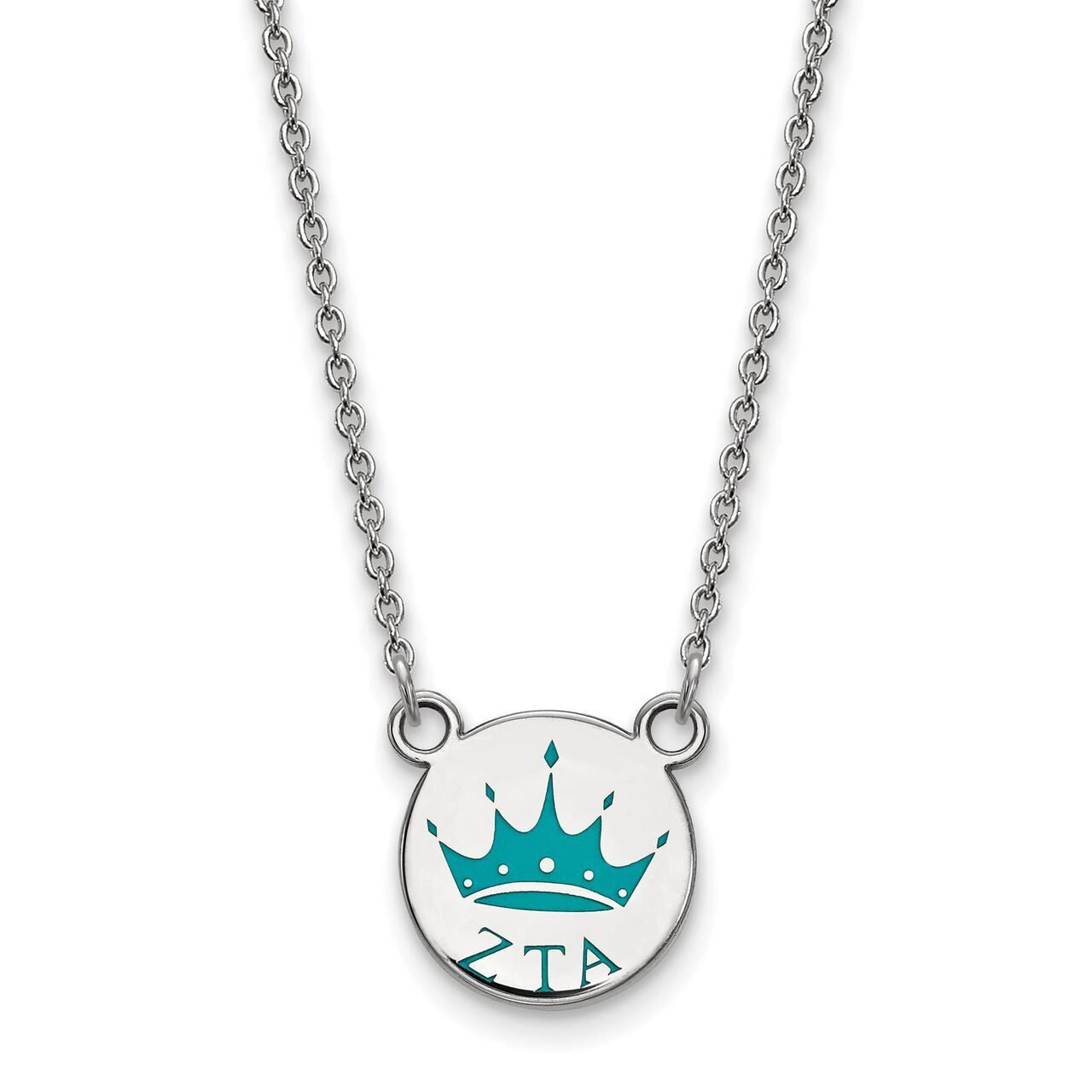 Zeta Tau Alpha Extra Small Enameled Pendant with 18 Inch Chain Sterling Silver SS044ZTA-18, MPN: SS…