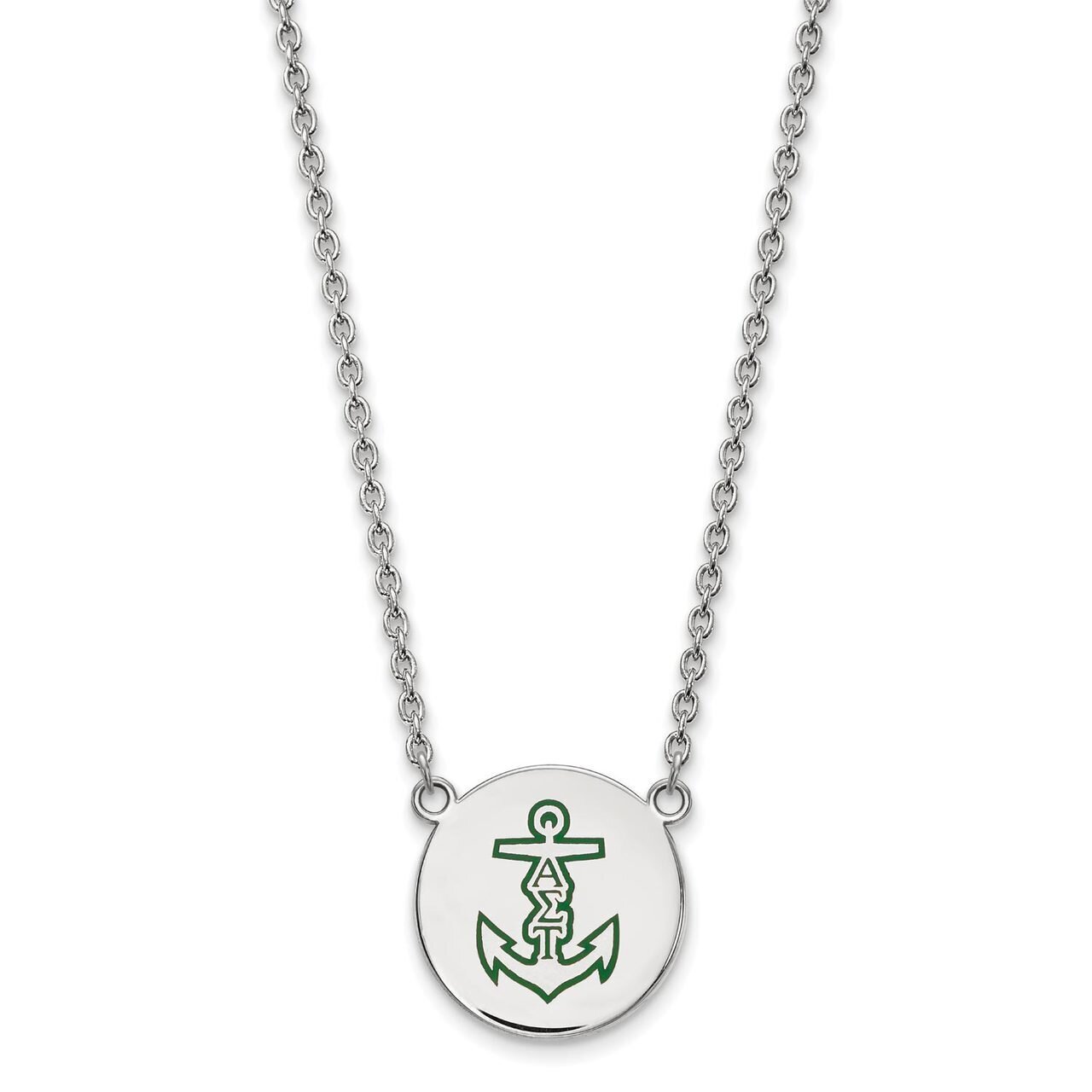 Alpha Sigma Tau Small Enameled Pendant with 18 Inch Chain Sterling Silver SS045ALS-18, MPN: SS045AL…