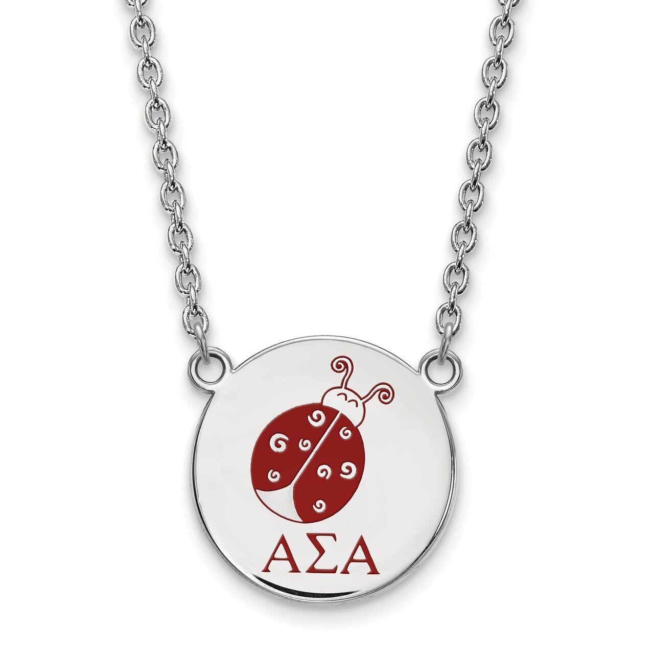 Alpha Sigma Alpha Small Enameled Pendant with 18 Inch Chain Sterling Silver SS045ASI-18, MPN: SS045…