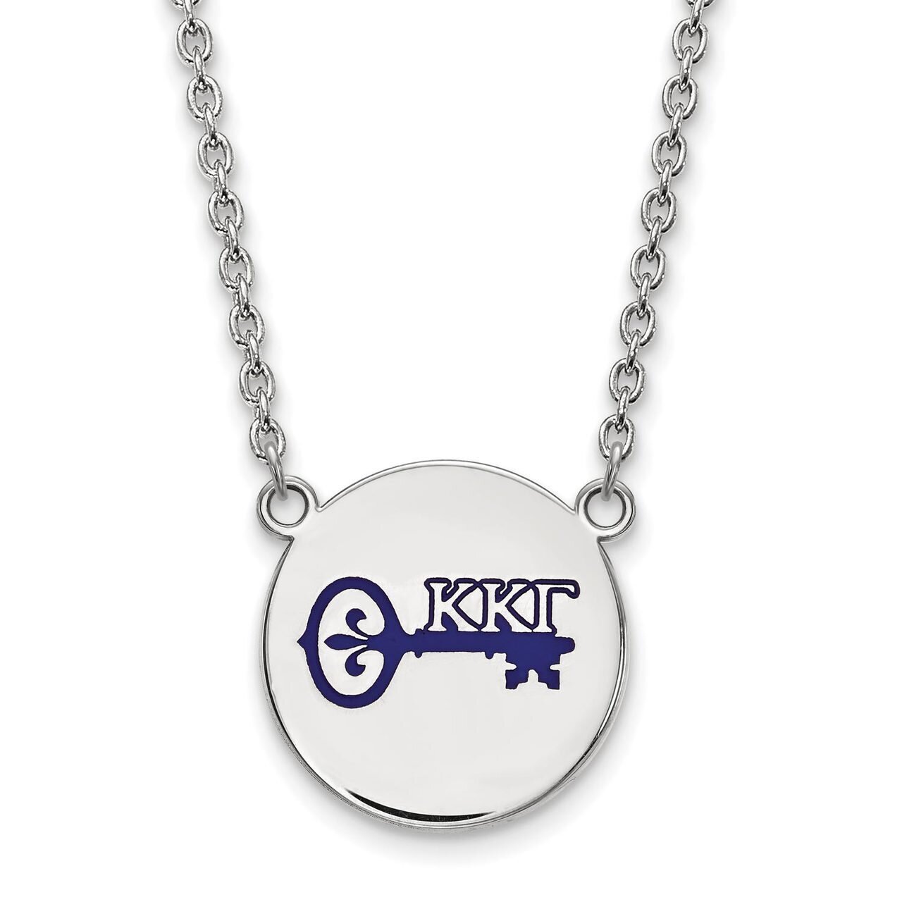 Kappa Kappa Gamma Small Enameled Pendant with 18 Inch Chain Sterling Silver SS045KKG-18