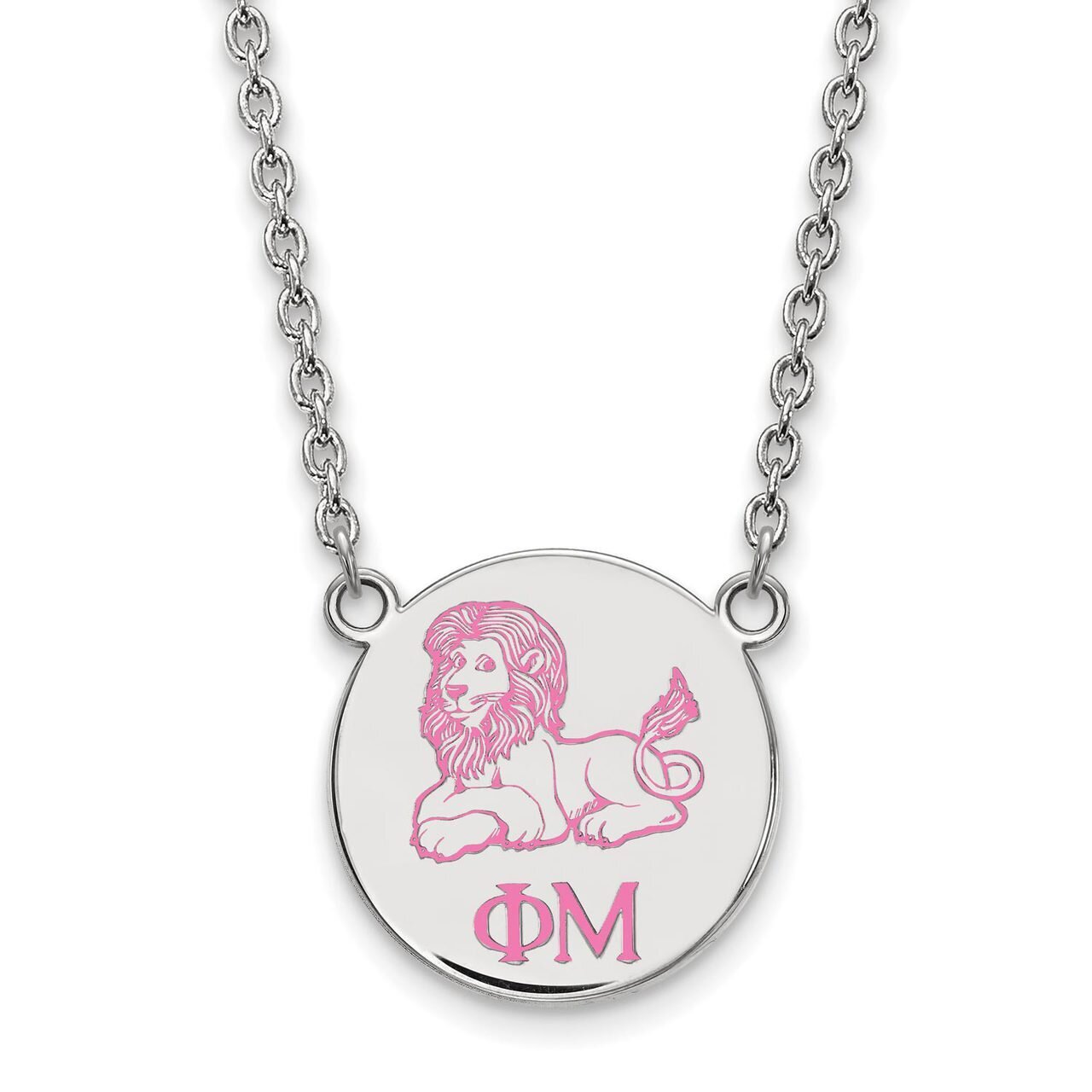 Phi Mu Small Enameled Pendant with 18 Inch Chain Sterling Silver SS045PHM-18, MPN: SS045PHM-18, 886…