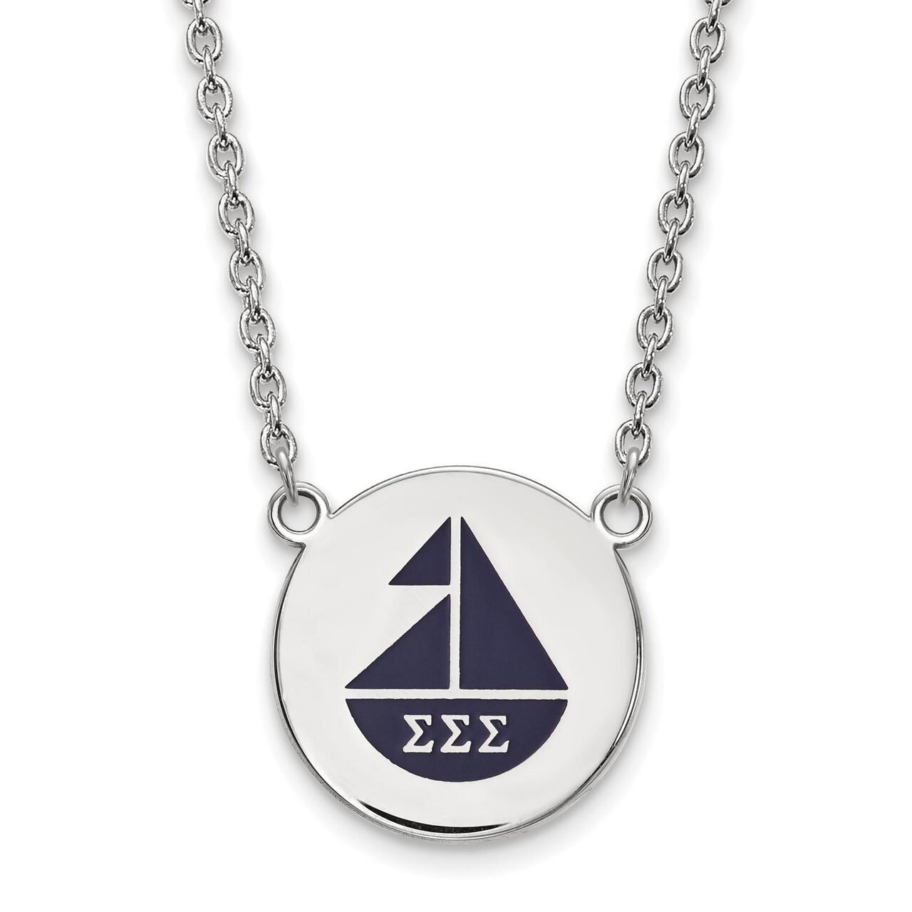 Sigma Sigma Sigma Small Enameled Pendant with 18 Inch Chain Sterling Silver SS045SSS-18, MPN: SS045…