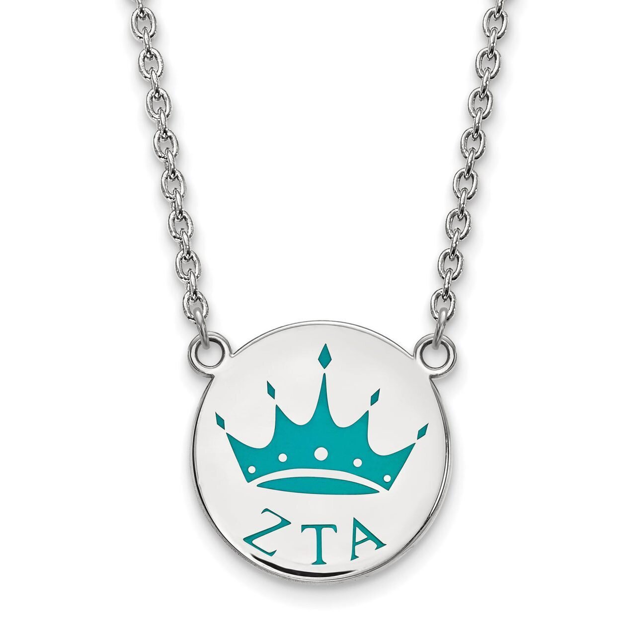 Zeta Tau Alpha Small Enameled Pendant with 18 Inch Chain Sterling Silver SS045ZTA-18