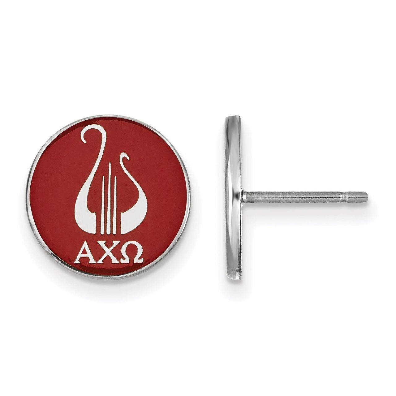 Alpha Chi Omega Enameled Post Earrings Sterling Silver SS046ACO, MPN: SS046ACO, 886774609881