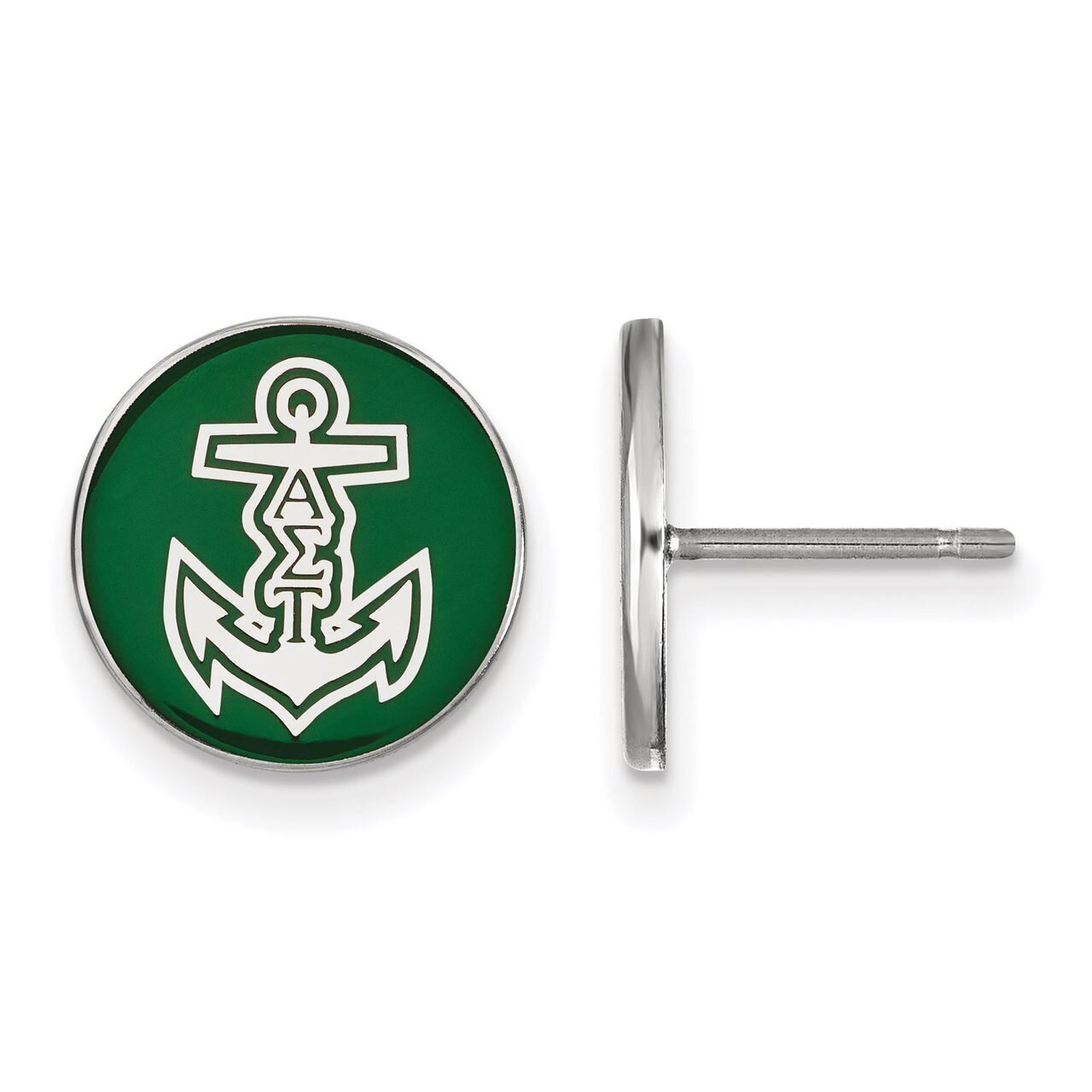Alpha Sigma Tau Enameled Post Earrings Sterling Silver SS046ALS, MPN: SS046ALS, 886774609935