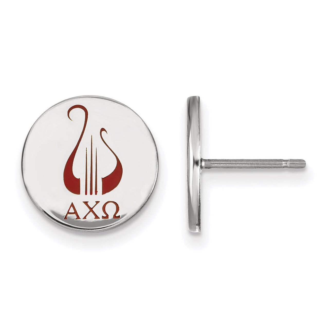 Alpha Chi Omega Enameled Post Earrings Sterling Silver SS047ACO, MPN: SS047ACO, 886774610146
