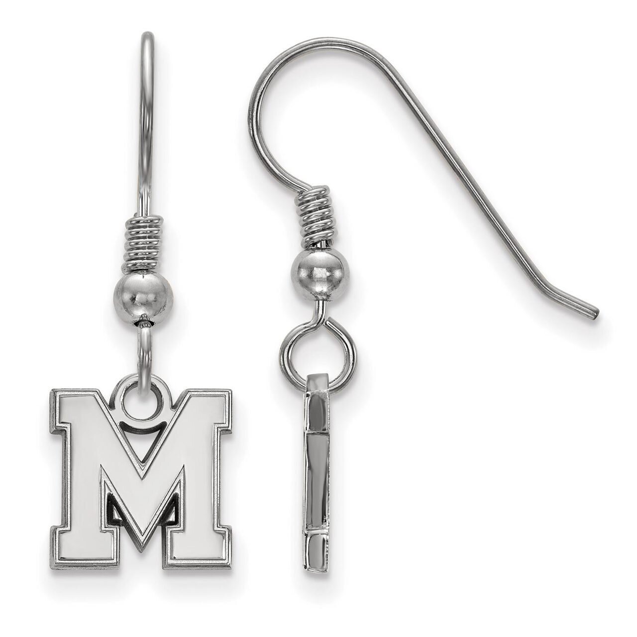 University of Memphis Extra Small Dangle Earring Wire Sterling Silver SS047UMP