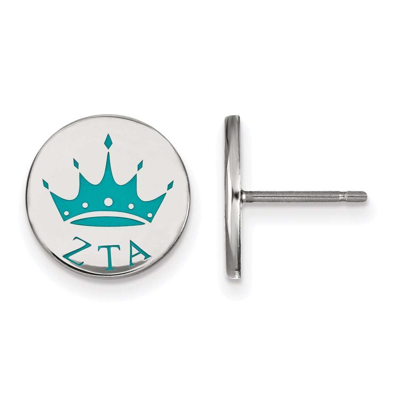 Zeta Tau Alpha Enameled Post Earrings Sterling Silver SS047ZTA, MPN: SS047ZTA, 886774610399
