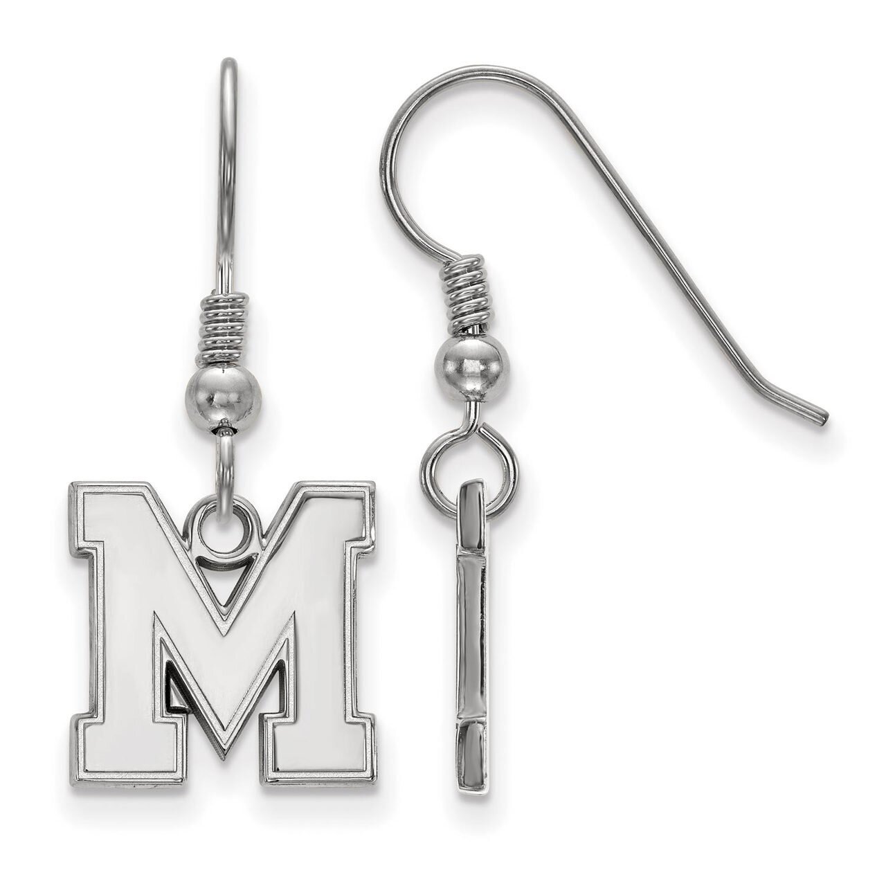 Univeristy of Memphis Small Dangle Earring Wire Sterling Silver SS049UMP