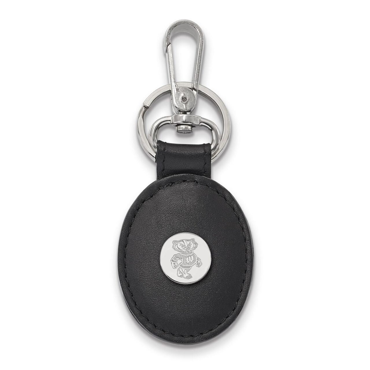 University of Wisconsin Black Leather Oval Key Chain Sterling Silver SS053UWI-K1, MPN: SS053UWI-K1,…