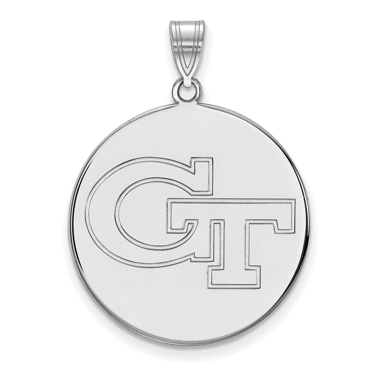 Georgia Institute of Technology Extra Large Disc Pendant Sterling Silver SS063GT