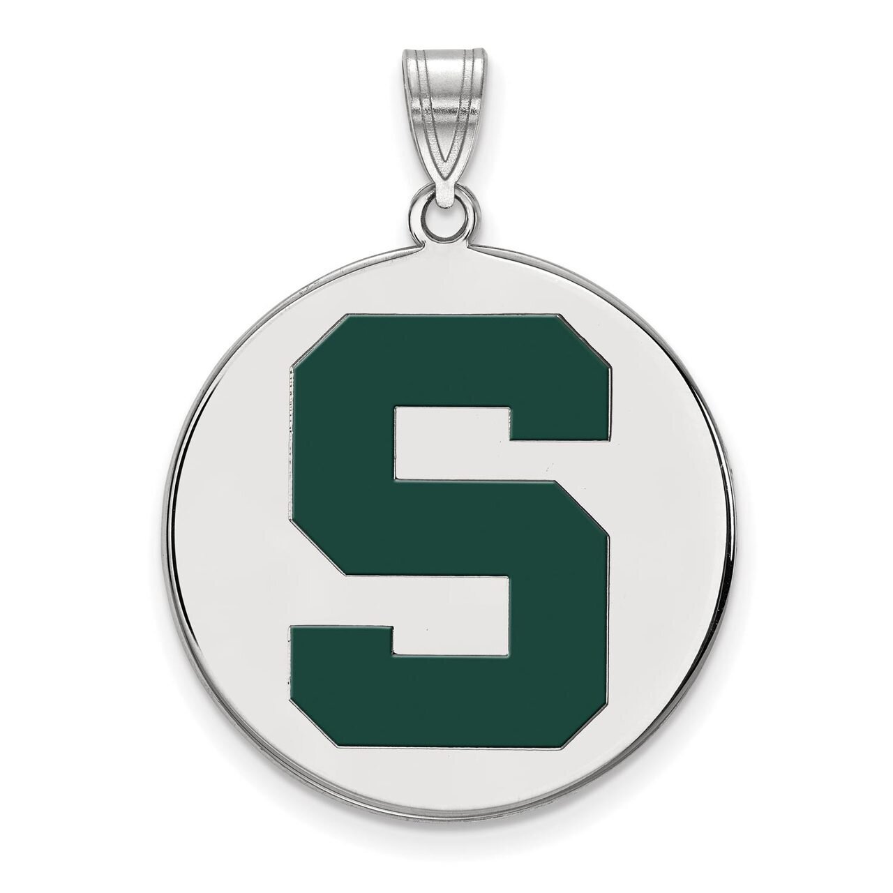 Michigan State University Extra Large Enamel Disc Pendant Sterling Silver SS074MIS