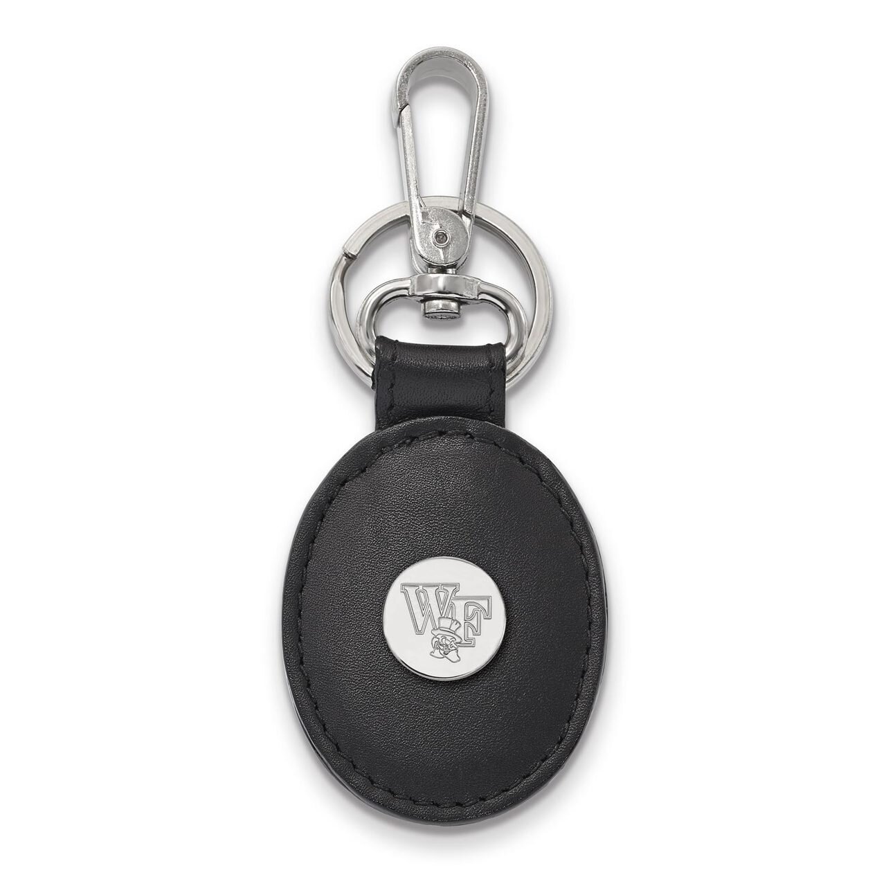 Wake Forest University Black Leather Oval Key Chain Sterling Silver SS074WFU-K1, MPN: SS074WFU-K1, …