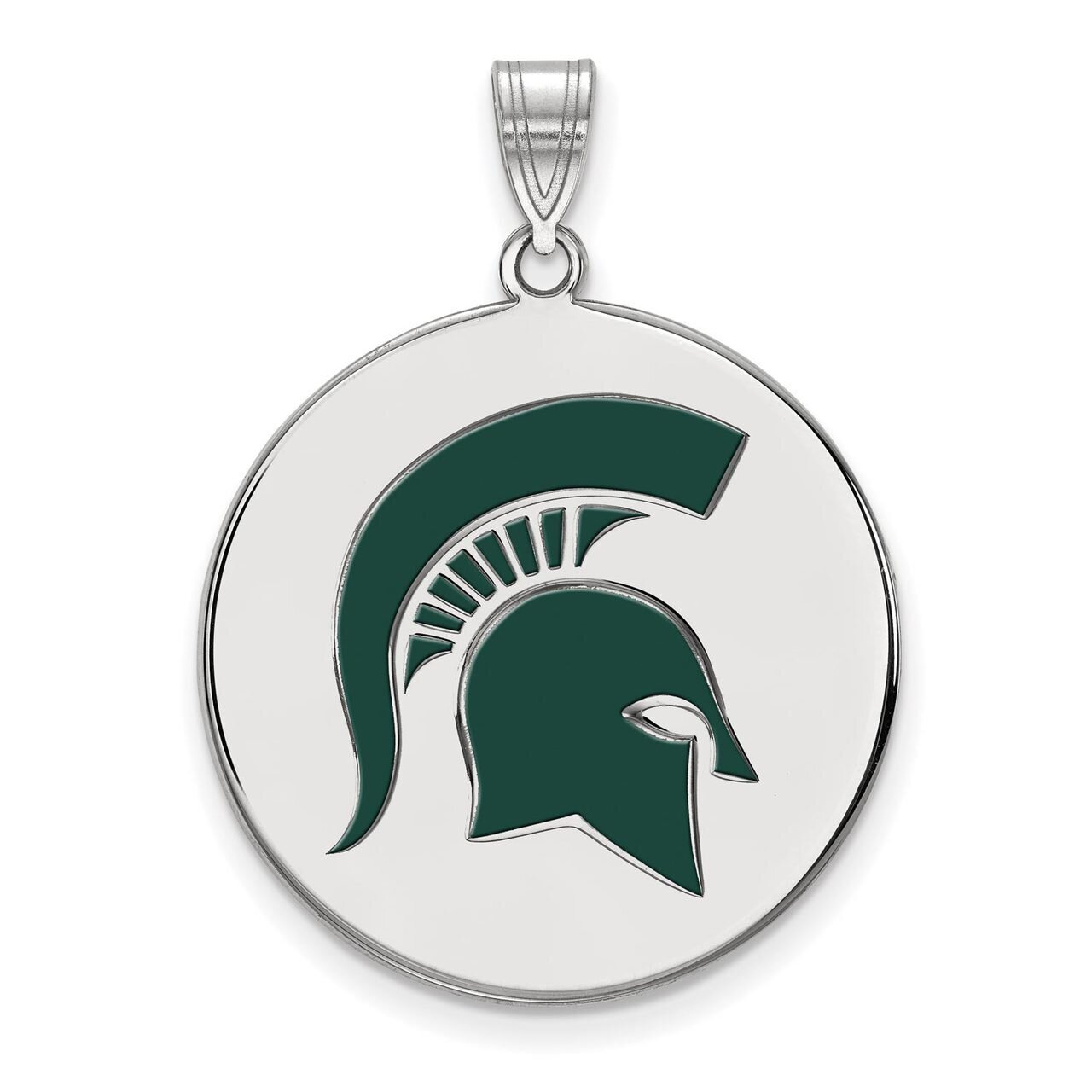 Michigan State University Extra Large Enamel Disc Pendant Sterling Silver SS078MIS